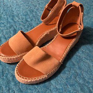 Franco Sarto Espadrille Platform Tan Suede Sandals Women's Size 11M